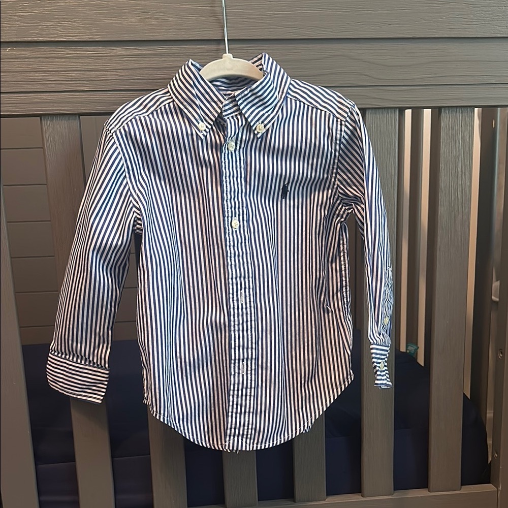 Ralph Lauren Classic Blue and White Striped Kids Shirt, 2T